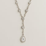 Load image into Gallery viewer, Silver Teardrop Crystal Necklace
