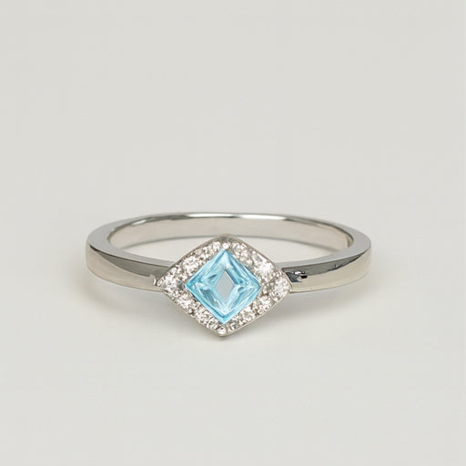 Aquamarine Princess Cut Ring