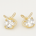 Gold Ribbon Bow Crystal Earrings - PEACORA