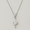 Silver Swirl Crystal Pendant Necklace - PEACORA