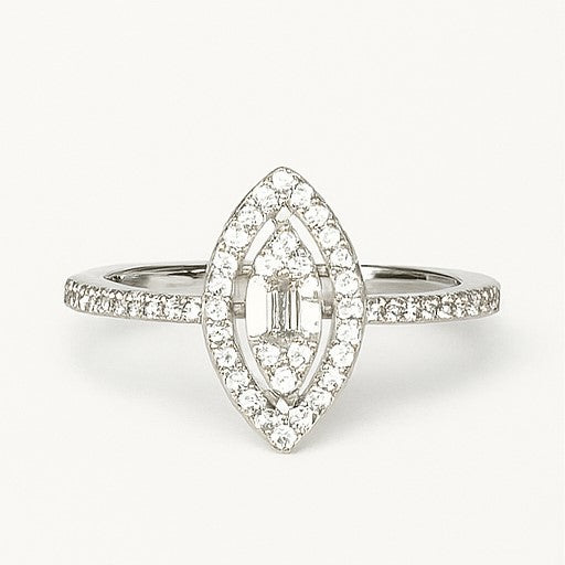 Marquise Double Halo Ring - PEACORA