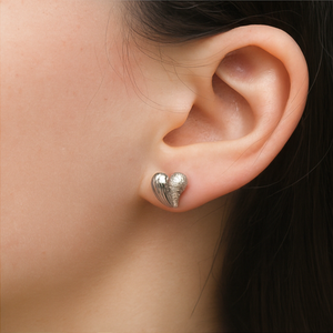 Eternal Shine Textured Heart Studs - PEACORA