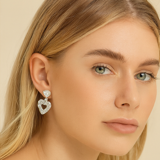 Radiant Love Double Heart Earrings - PEACORA