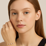 Load image into Gallery viewer, Cascading Hearts 14K Rose Gold-Plated Sterling Silver Bracelet - PEACORA
