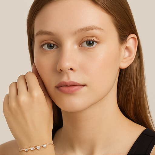 Cascading Hearts 14K Rose Gold-Plated Sterling Silver Bracelet - PEACORA