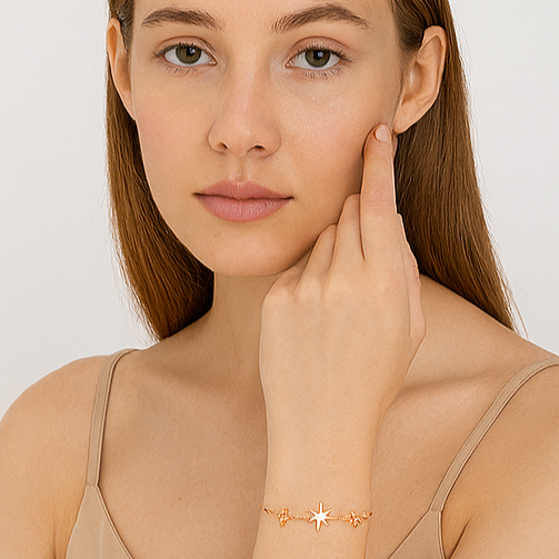 Rose Starburst 14K Gold-Plated Sterling Silver Bracelet - PEACORA