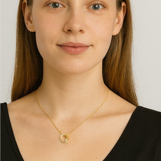 Gold Crystal Circle Pendant Necklace - PEACORA
