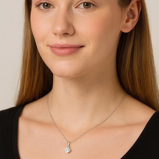 Silver Moissanite Wave Pendant Necklace