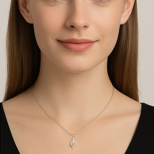 Silver Swirl Crystal Pendant Necklace - PEACORA