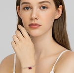 Load image into Gallery viewer, Radiant Ruby Charm Sterling Silver Bracelet Red - PEACORA
