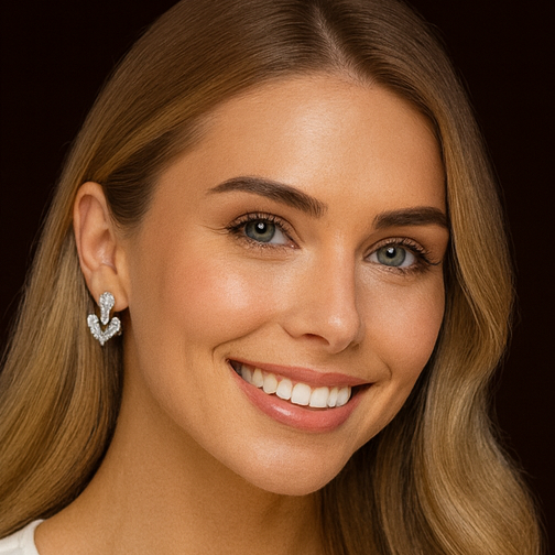 Diamond Heart Drop Earrings - PEACORA