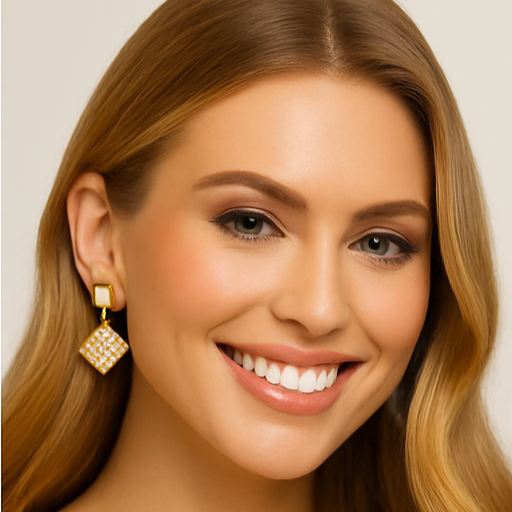 Geometric Gold Diamond Drop Earrings - PEACORA