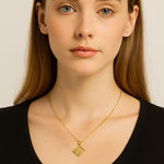 Load image into Gallery viewer, Square Crystal Gold Pendant Necklace - PEACORA
