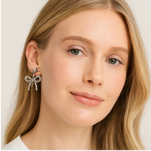 Star Bow Diamond Drop Earrings - PEACORA