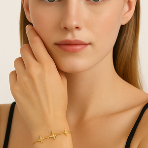 Golden Starburst Sterling Silver 14K Gold Plated Bracelet - PEACORA