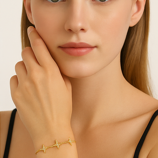 Golden Starburst Sterling Silver 14K Gold Plated Bracelet - PEACORA