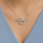 Load image into Gallery viewer, Silver Crowned Winged Heart Necklace
