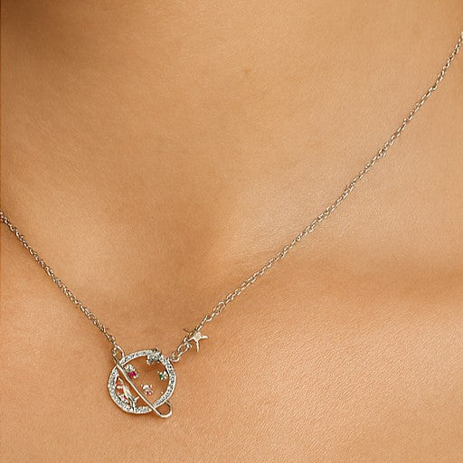 Celestial Planet and Stars Necklace