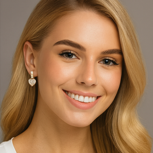 Rose Gold Sparkling Heart Drops - PEACORA