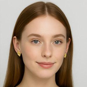 Golden Crystal Leaf Stud Earrings - PEACORA