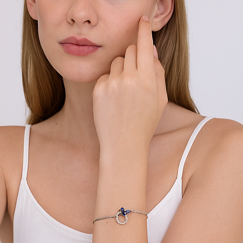 Blue Butterfly Sterling Silver Bracelet - PEACORA