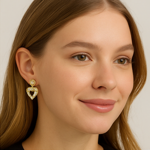 Double Heart Drop Earrings - PEACORA