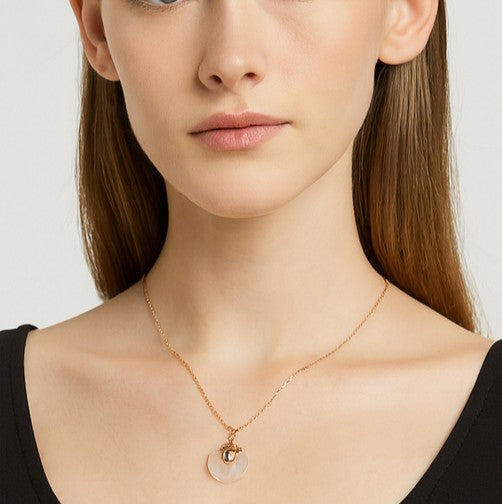 Lotus White Jade Rose Gold Vermeil Pendant Necklace