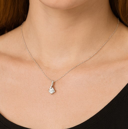 Silver Moissanite Wave Pendant Necklace
