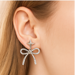 Load image into Gallery viewer, Star Bow Diamond Drop Earrings - PEACORA
