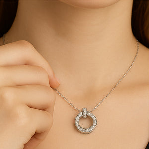 Timeless Crystal Circle Pendant Necklace - PEACORA