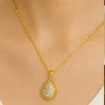 Load image into Gallery viewer, Golden Pavé Teardrop Pendant Necklace
