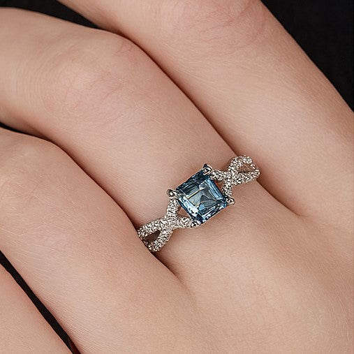 Infinity Aquamarine Crystal Accent Ring