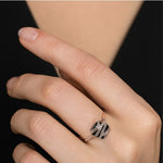 Load image into Gallery viewer, Black Enamel and Crystal Accent Ring
