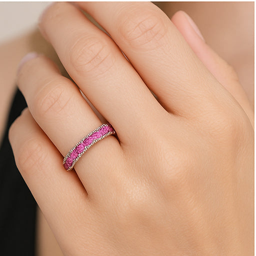 Pink Eternity Pave Band Ring