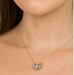 Load image into Gallery viewer, Silver Heart Embrace Pendant Necklace - PEACORA
