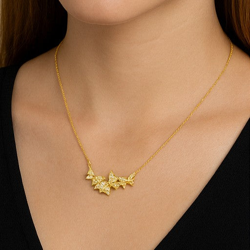 Gold Vermeil Butterfly Cluster Pendant Necklace