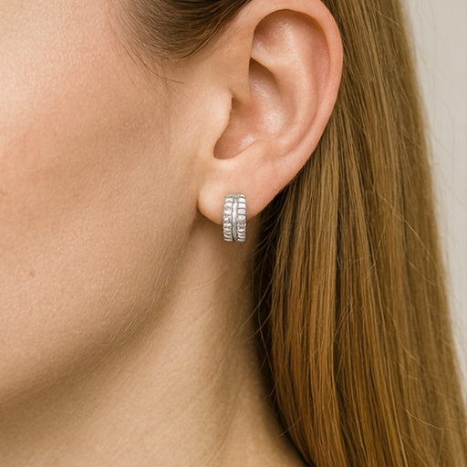 Bezel Crystal Hoop Earrings - PEACORA