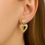 Load image into Gallery viewer, Double Heart Drop Earrings - PEACORA
