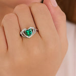 Load image into Gallery viewer, Emerald Green Heart Halo Promise Ring
