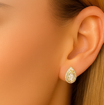 Load image into Gallery viewer, Gold Teardrop Halo Stud Earrings - PEACORA
