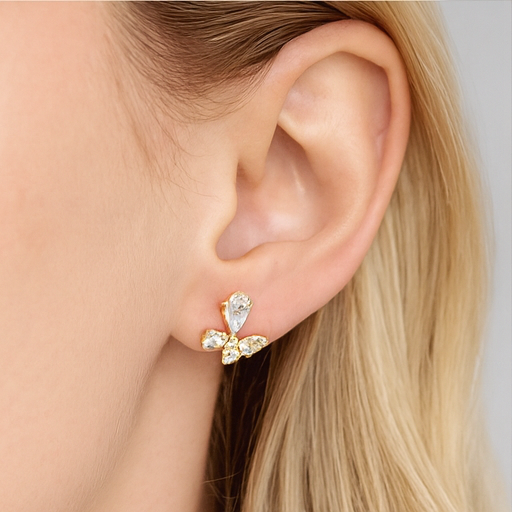 Elegant Gold Floral Stud Earrings - PEACORA