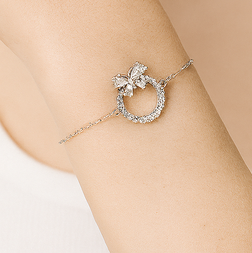 Crystal Butterfly Sterling Silver S925 Bracelet - PEACORA