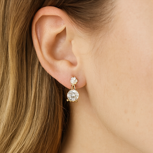 Elegant Gold Double Stud Earrings - PEACORA
