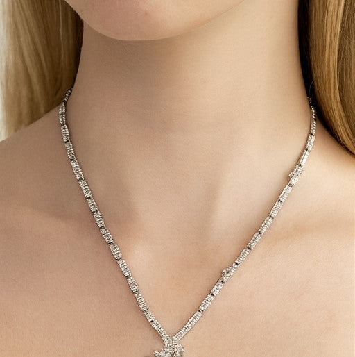 Baguette Cluster Lariat Bridal Necklace