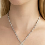 Load image into Gallery viewer, Baguette Cluster Lariat Bridal Necklace
