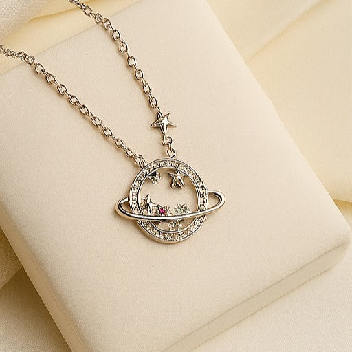 Celestial Planet and Stars Necklace - PEACORA