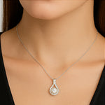 Load image into Gallery viewer, Silver Teardrop Halo Moissanite Necklace
