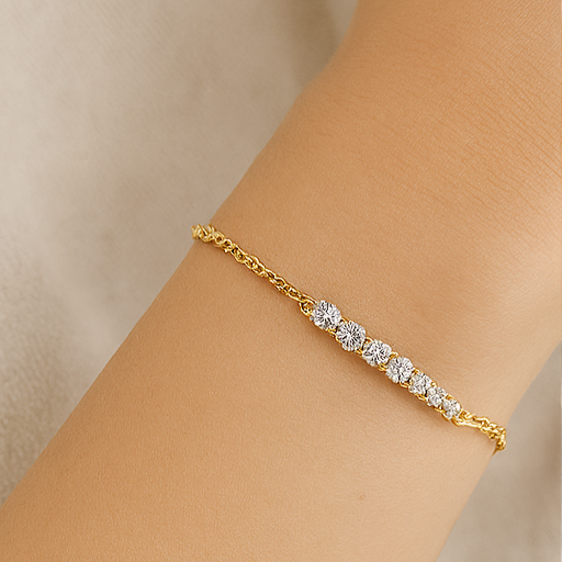 Gradient Sparkle Stainless Steel 14K Gold Plated Bracelet - PEACORA