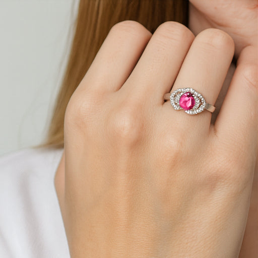 Pink Heart Halo Promise Ring