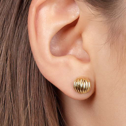 Classic Textured Gold Ball Studs - PEACORA